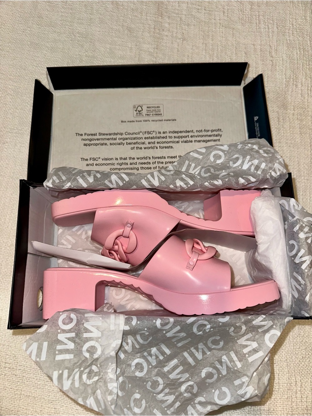 INC International Concepts Glossy Pink Platform Mule Clogs